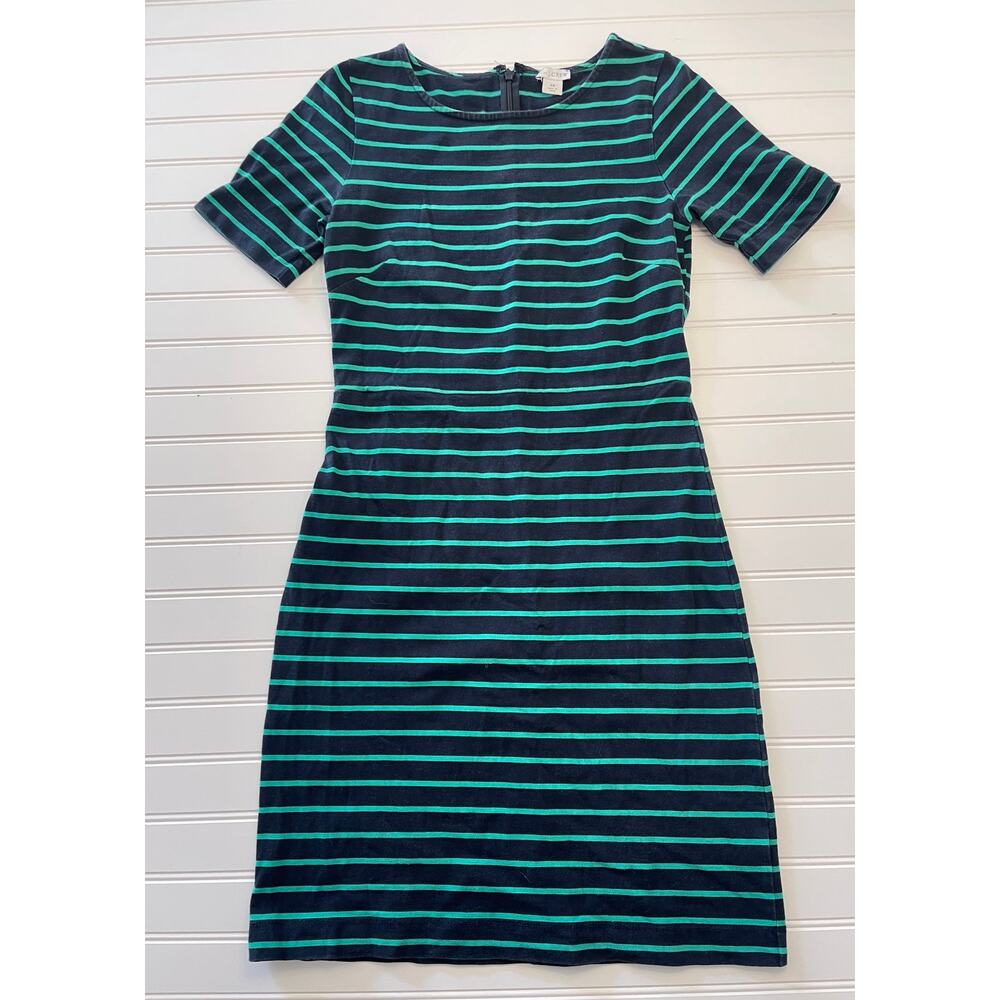 J. Crew Striped Navy‎ Blue Green Dress - Size Women's XS